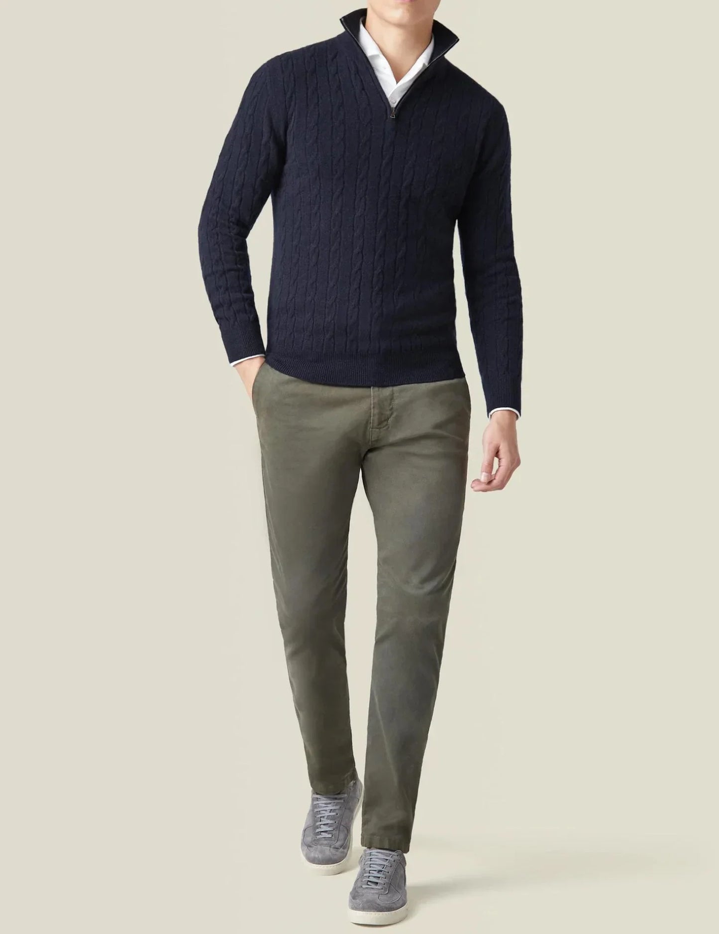 Men's Zipper Sweater Cable Knit