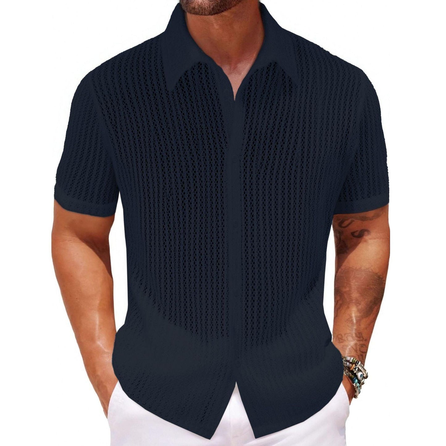 Men's Knitted Polo Shirt Summer Style