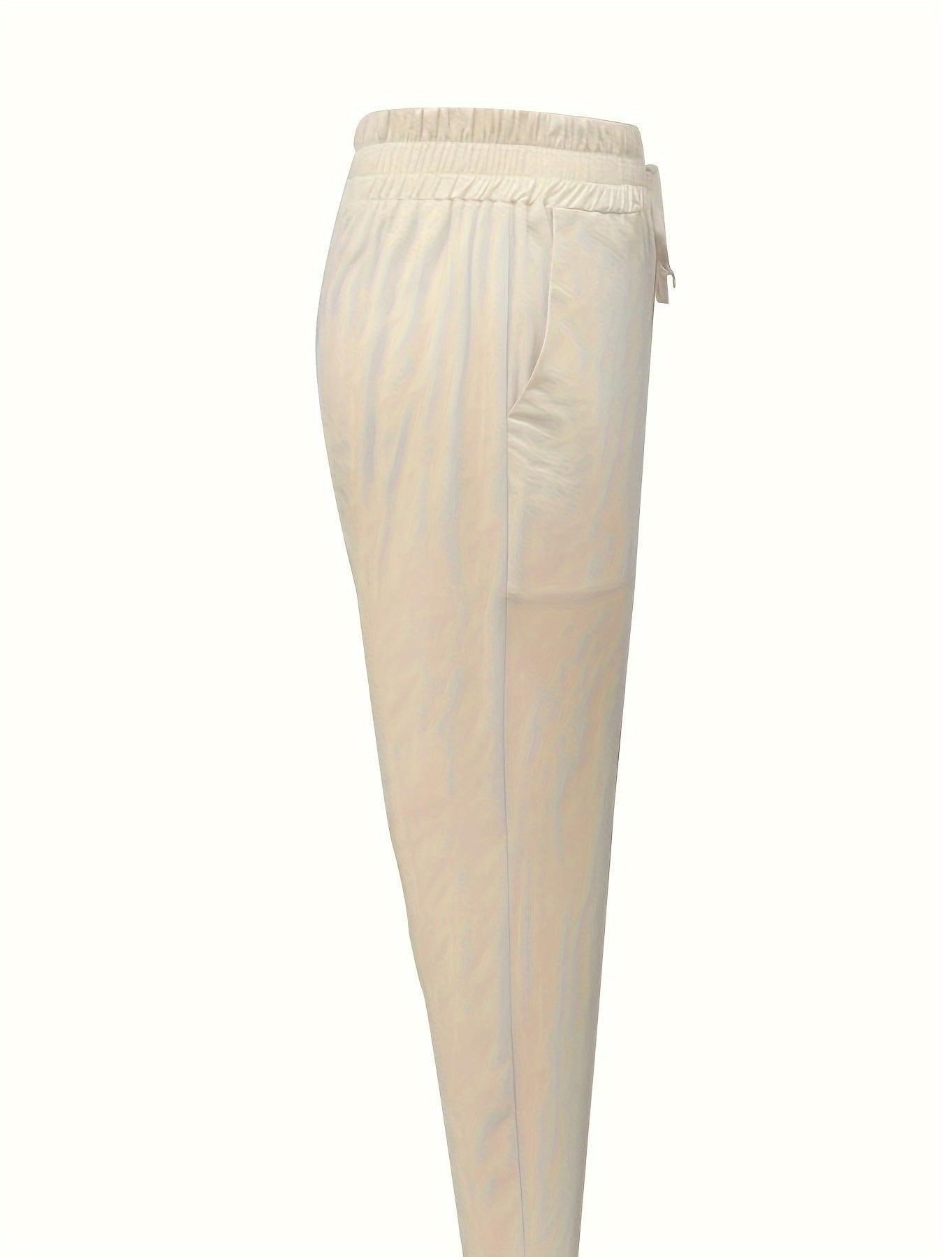 Women's Jogger Trousers Cotton - Breathable Relaxed Fit with Drawstring Waist and Cuffed Ankles