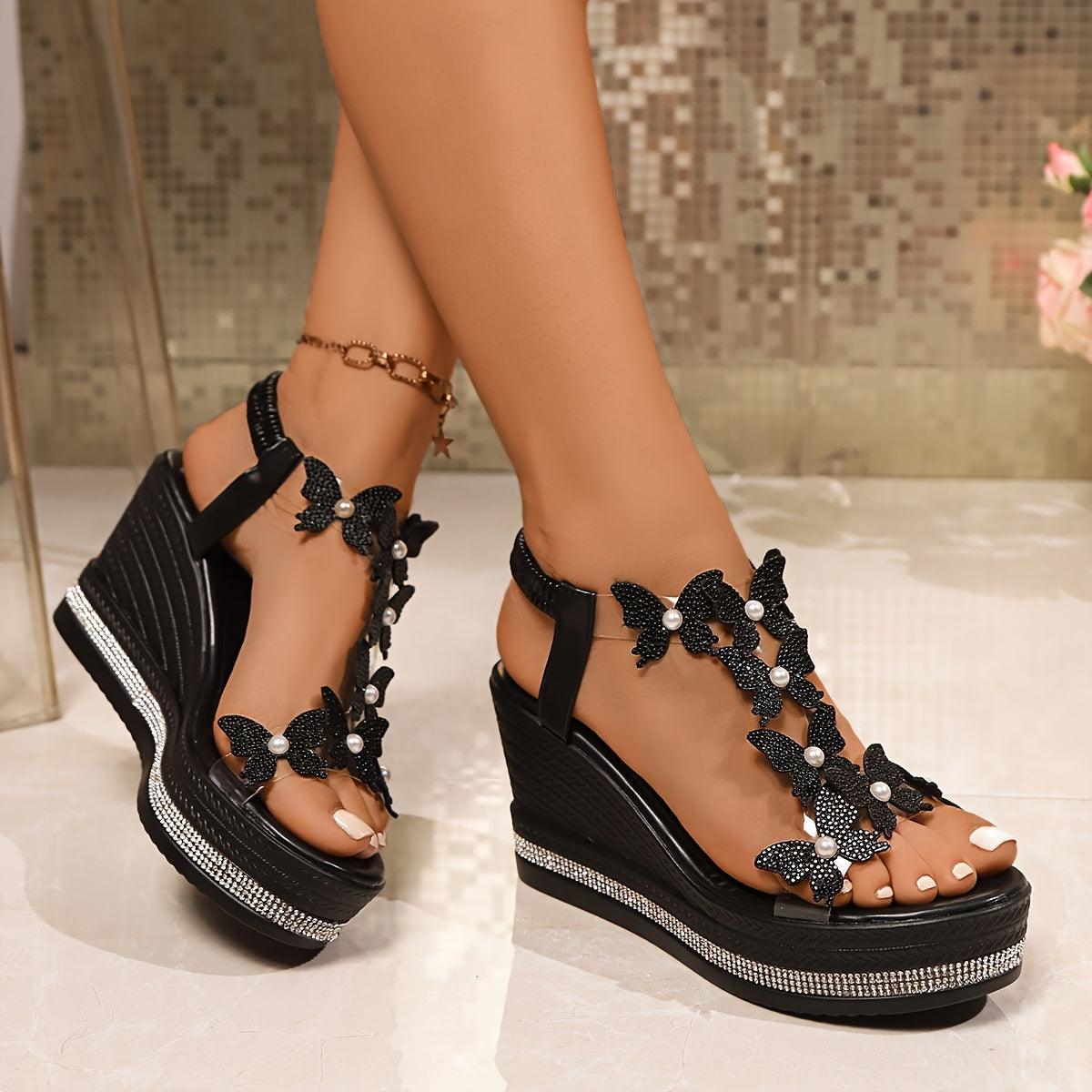 Women's Wedge Sandals Butterfly Design