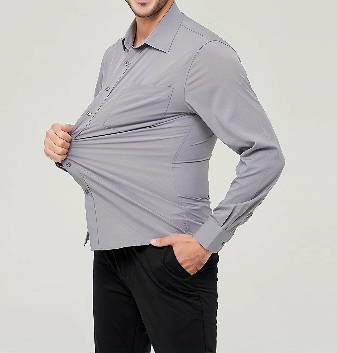 Men’s Long Sleeve Dress Shirt Cotton Breathable Modern Fit