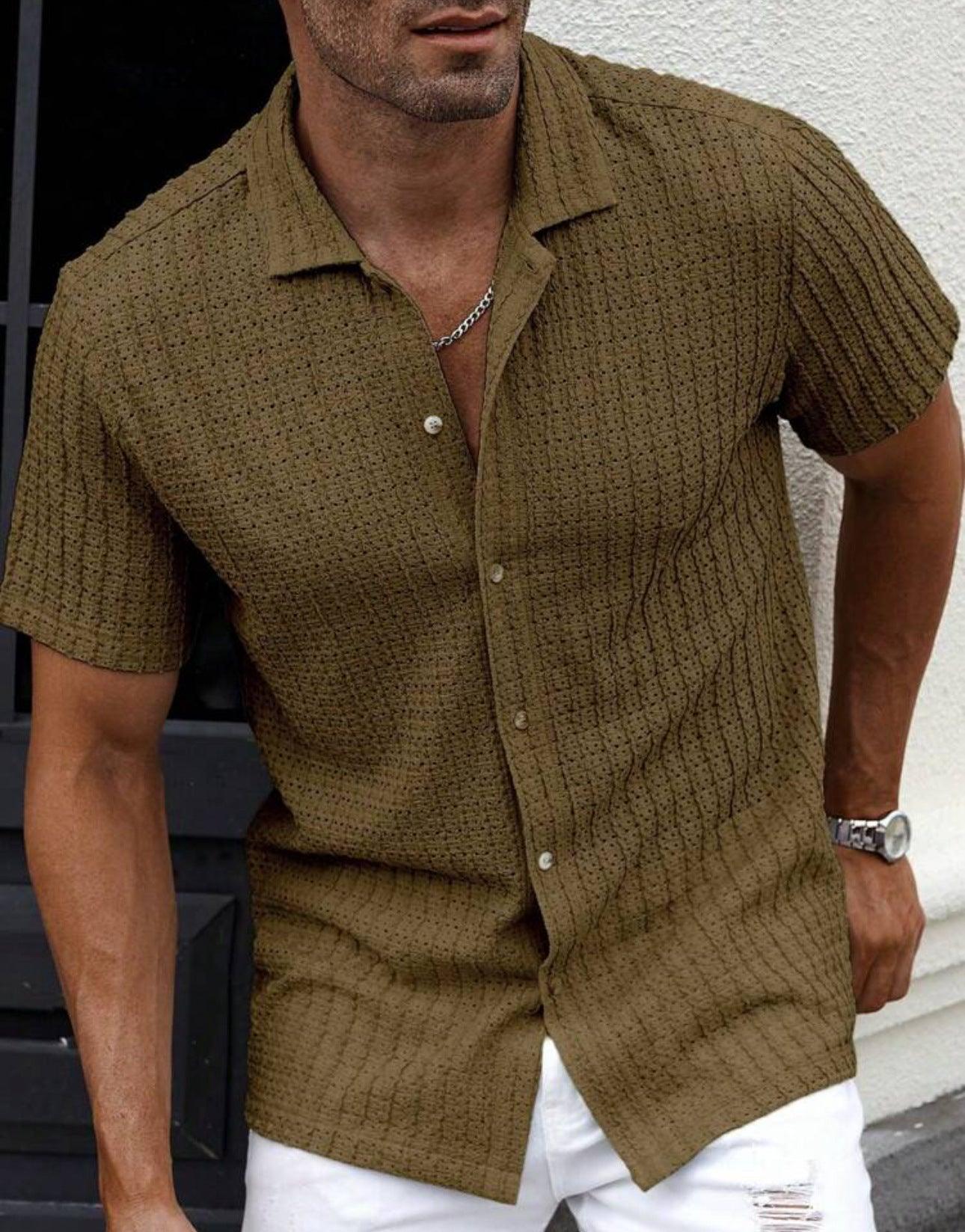 Men's Casual Shirt Slim Fit Short Sleeve