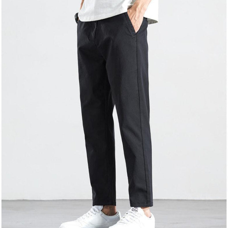 DriftEase Men’s Summer Cropped Pants | Lightweight Casual Cotton Mid-Waist Trousers