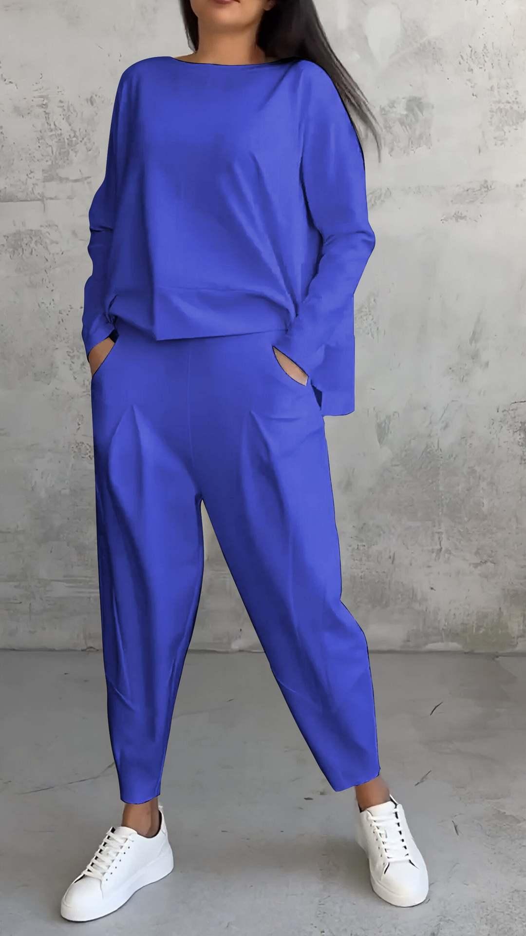 Women's Casual Chic Harem Pants Set with Irregular Long-Sleeve Top