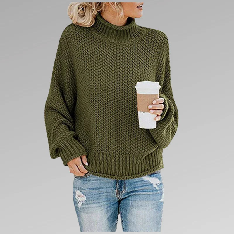 Women's Knit Long Sleeve High Neck Sweater
