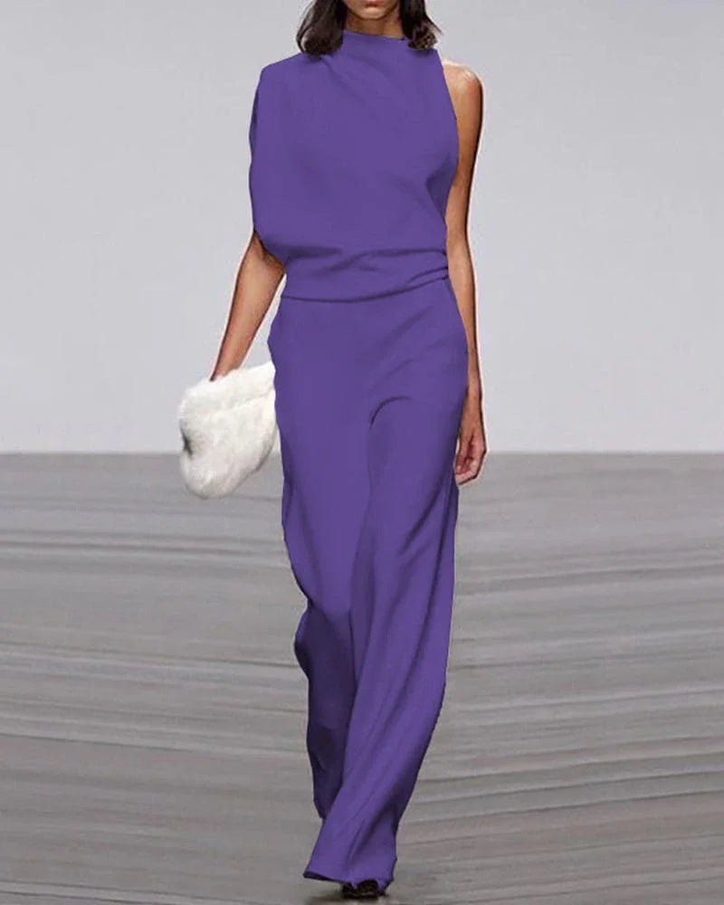 Women's Sleeveless Jumpsuit - Elegant Formal One-Piece Outfit