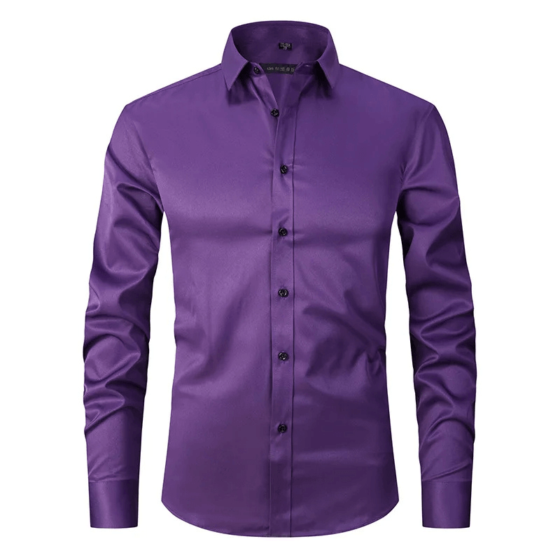 Men's Long Sleeve Slim Fit Shirt with Contrast Buttons