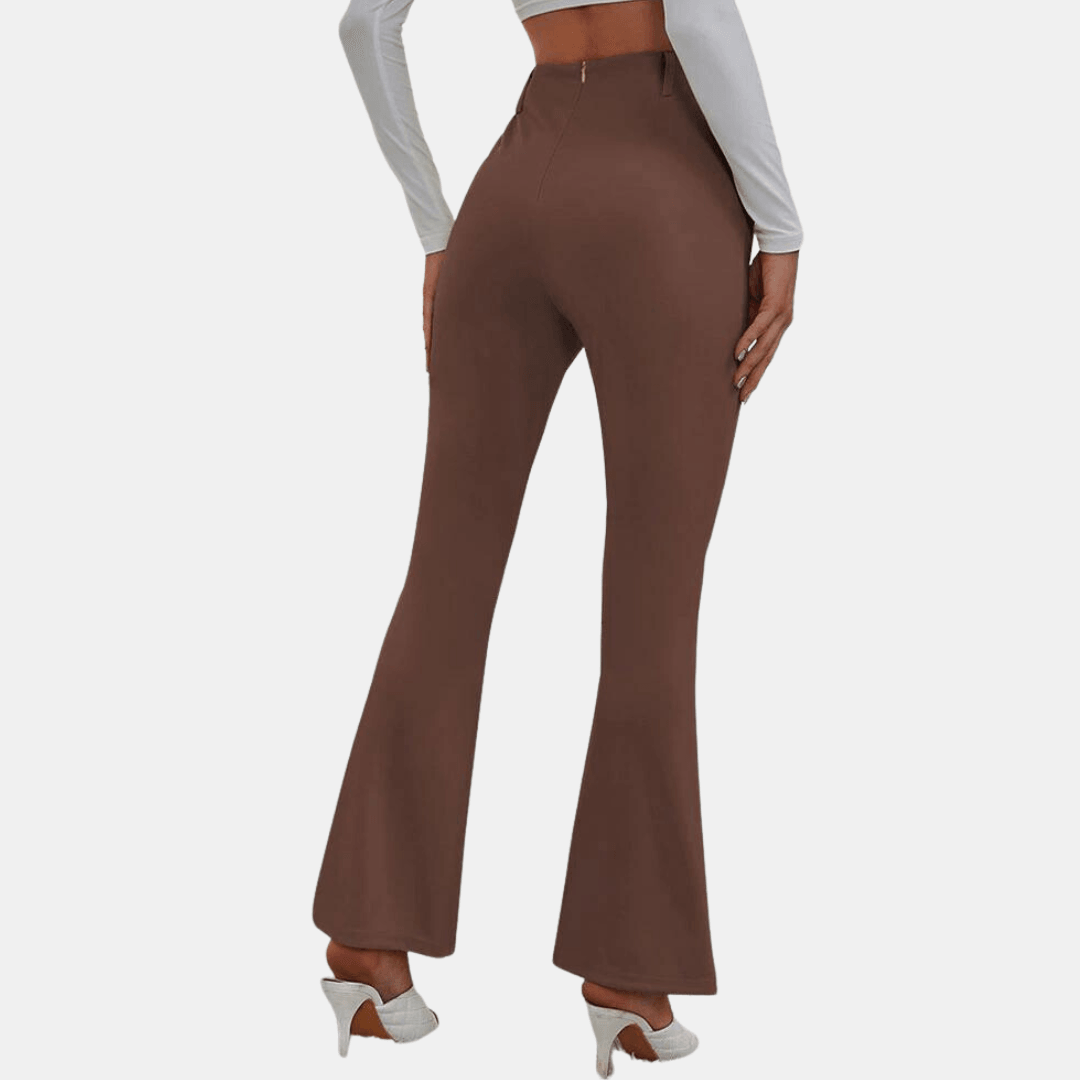 Women's High-Waisted Flare Trousers Stretch Fabric Slim Fit