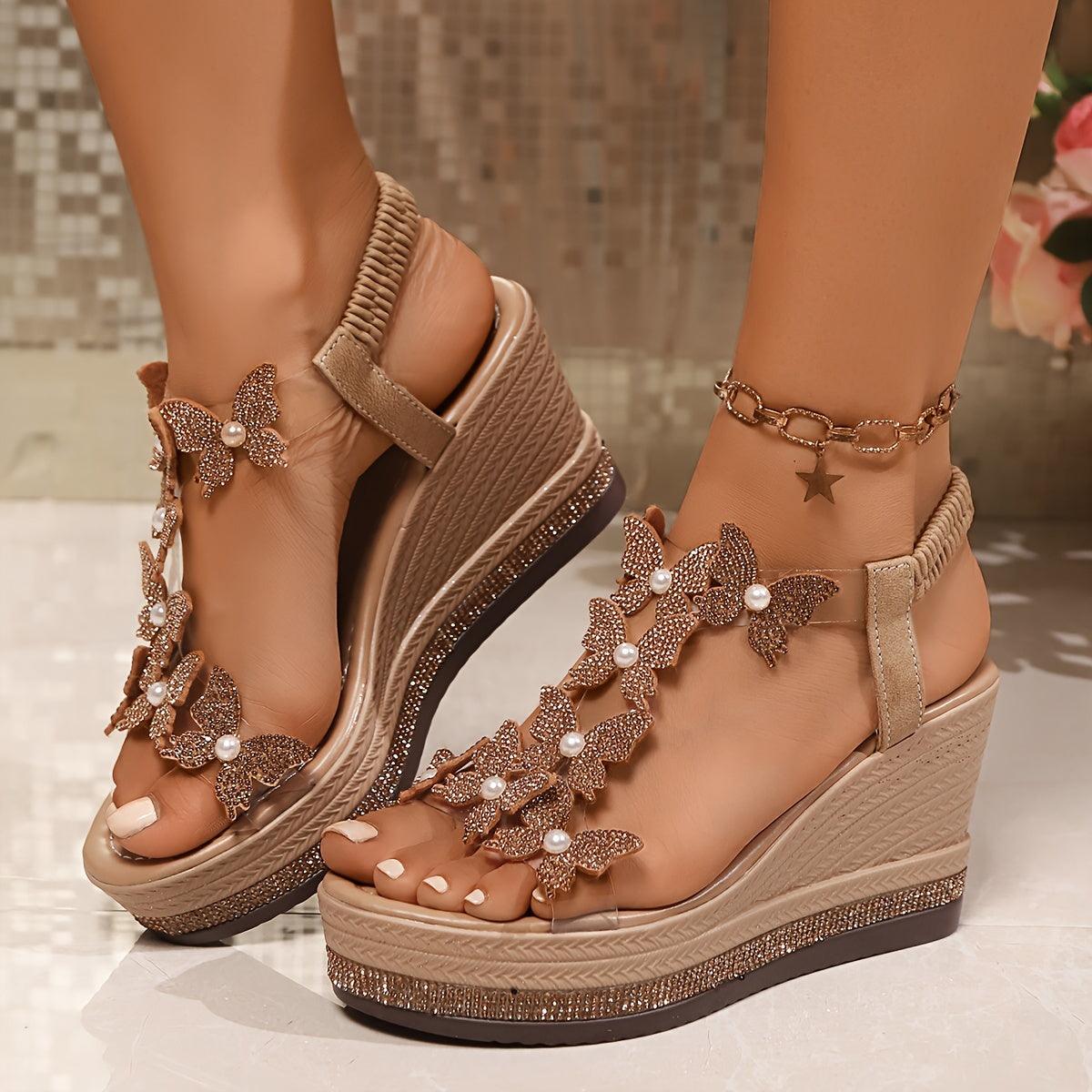 Women's Wedge Sandals Butterfly Design