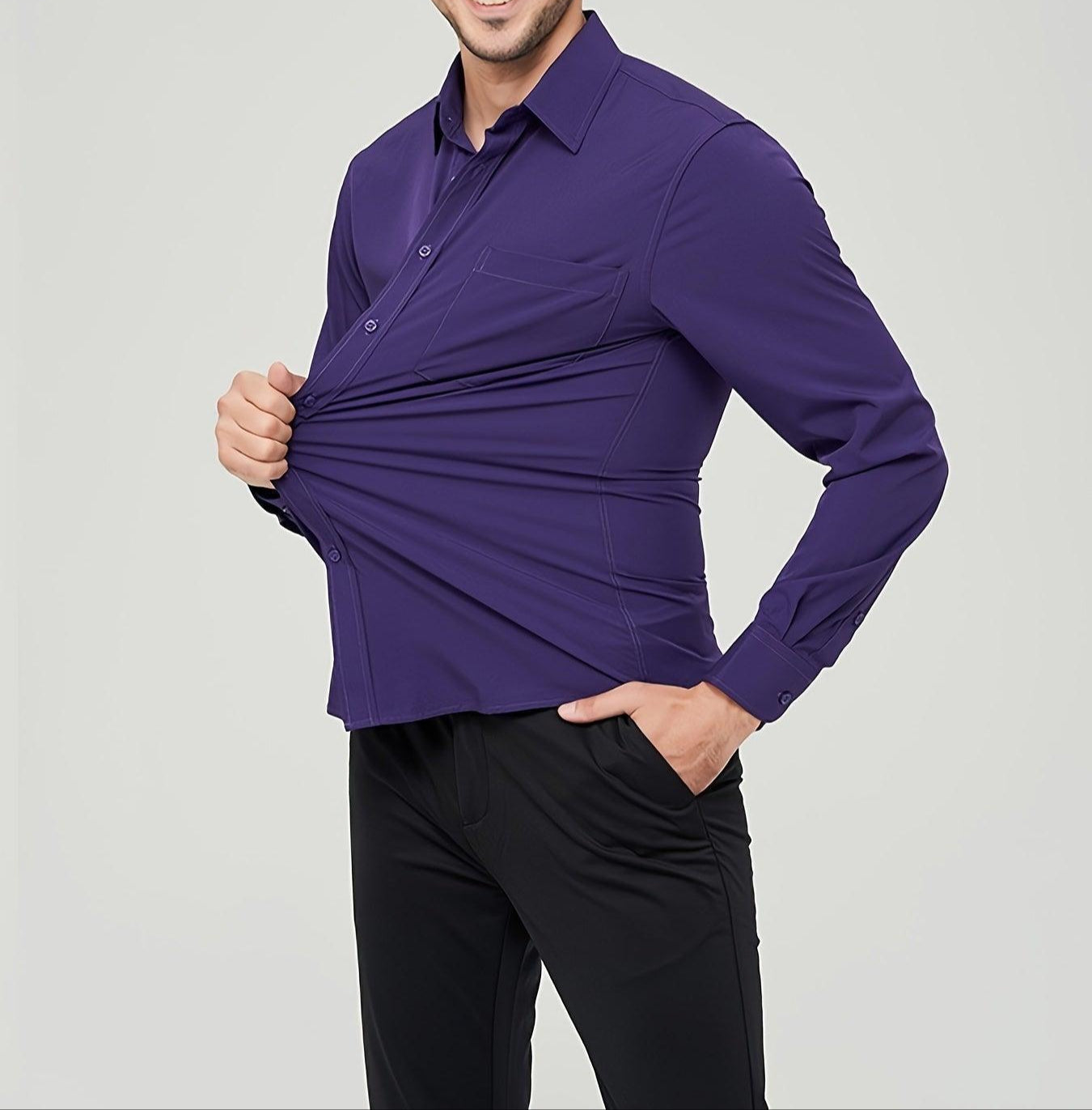 Men’s Long Sleeve Dress Shirt Cotton Breathable Modern Fit