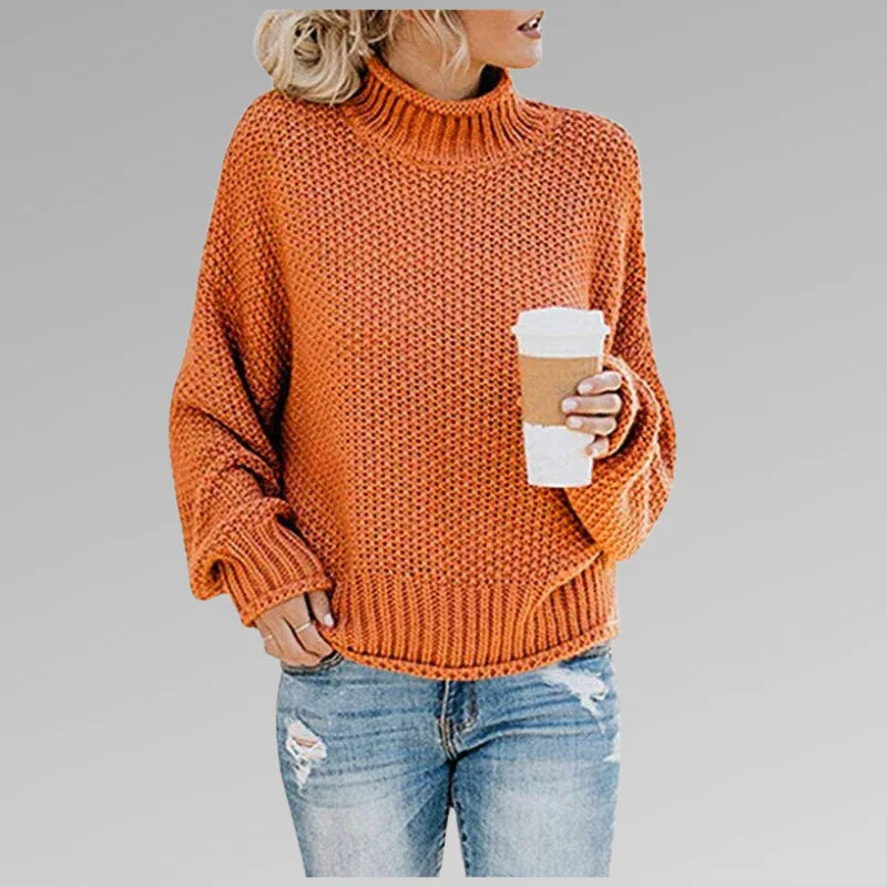 Women's Knit Long Sleeve High Neck Sweater