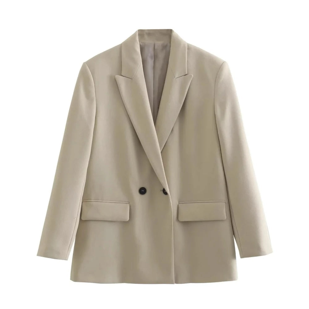 Women's Tailored Blazer Double-Breasted Structured Silhouette Notched Lapels