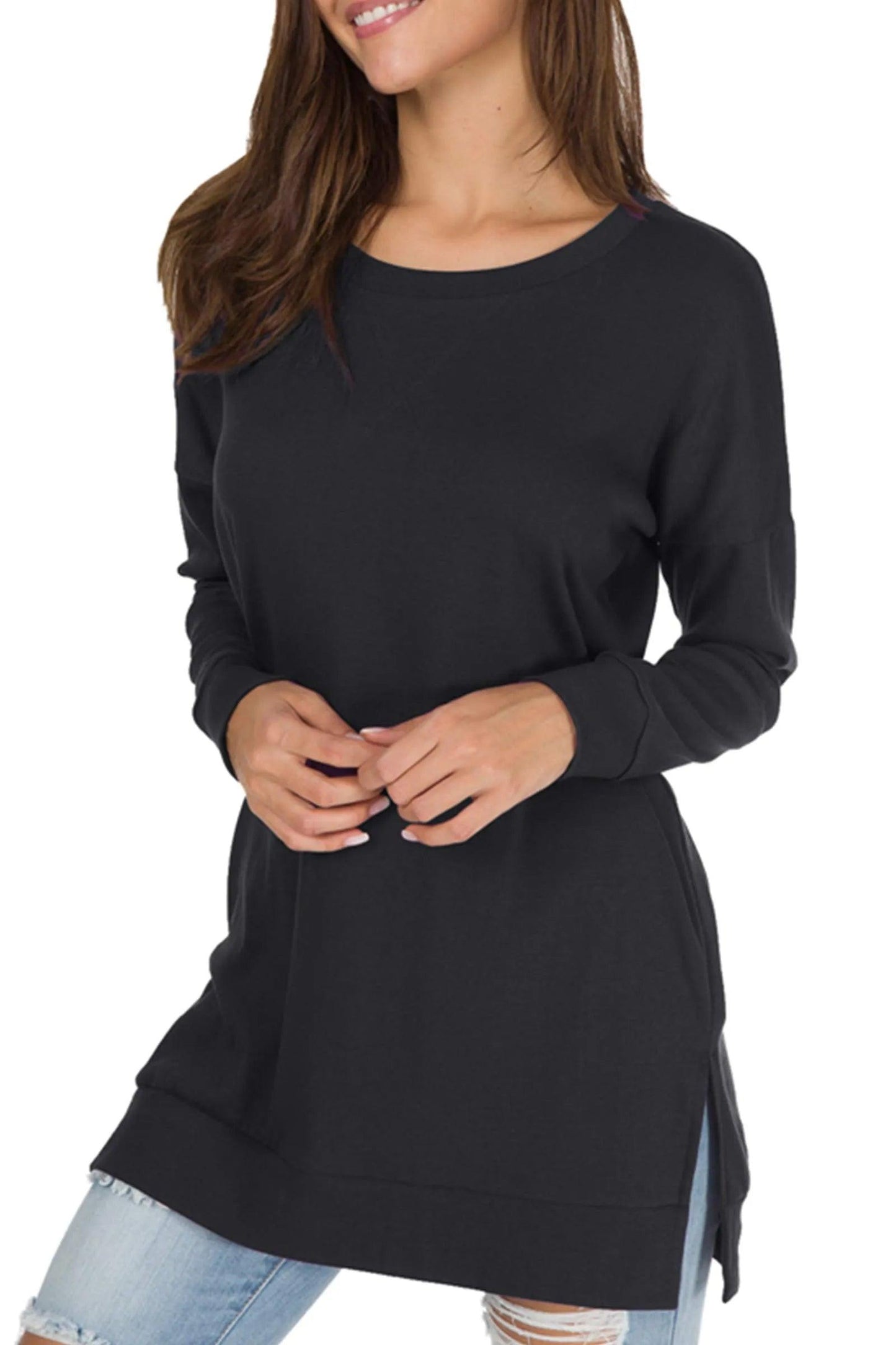 Women's Long Sleeve Side Slit Comfort Top