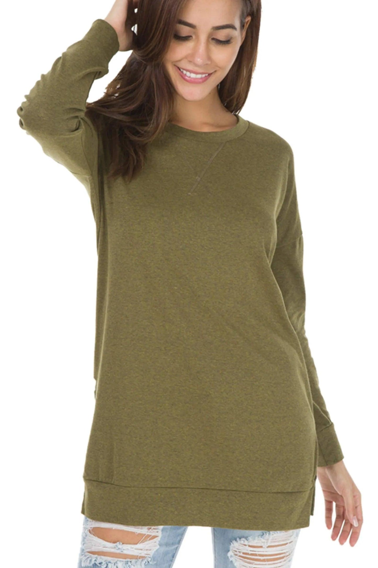 Women's Long Sleeve Side Slit Comfort Top