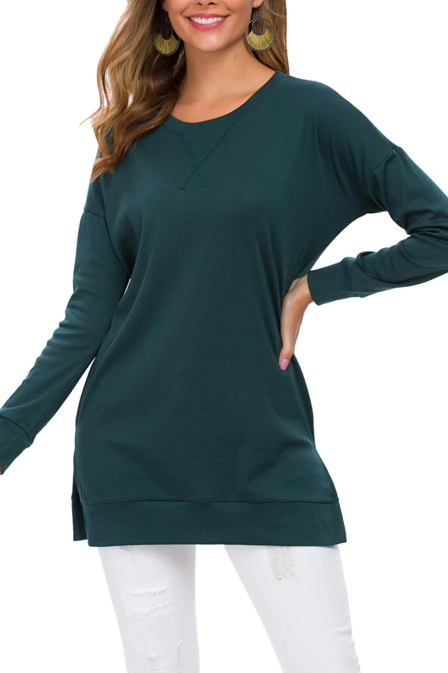 Women's Long Sleeve Side Slit Comfort Top