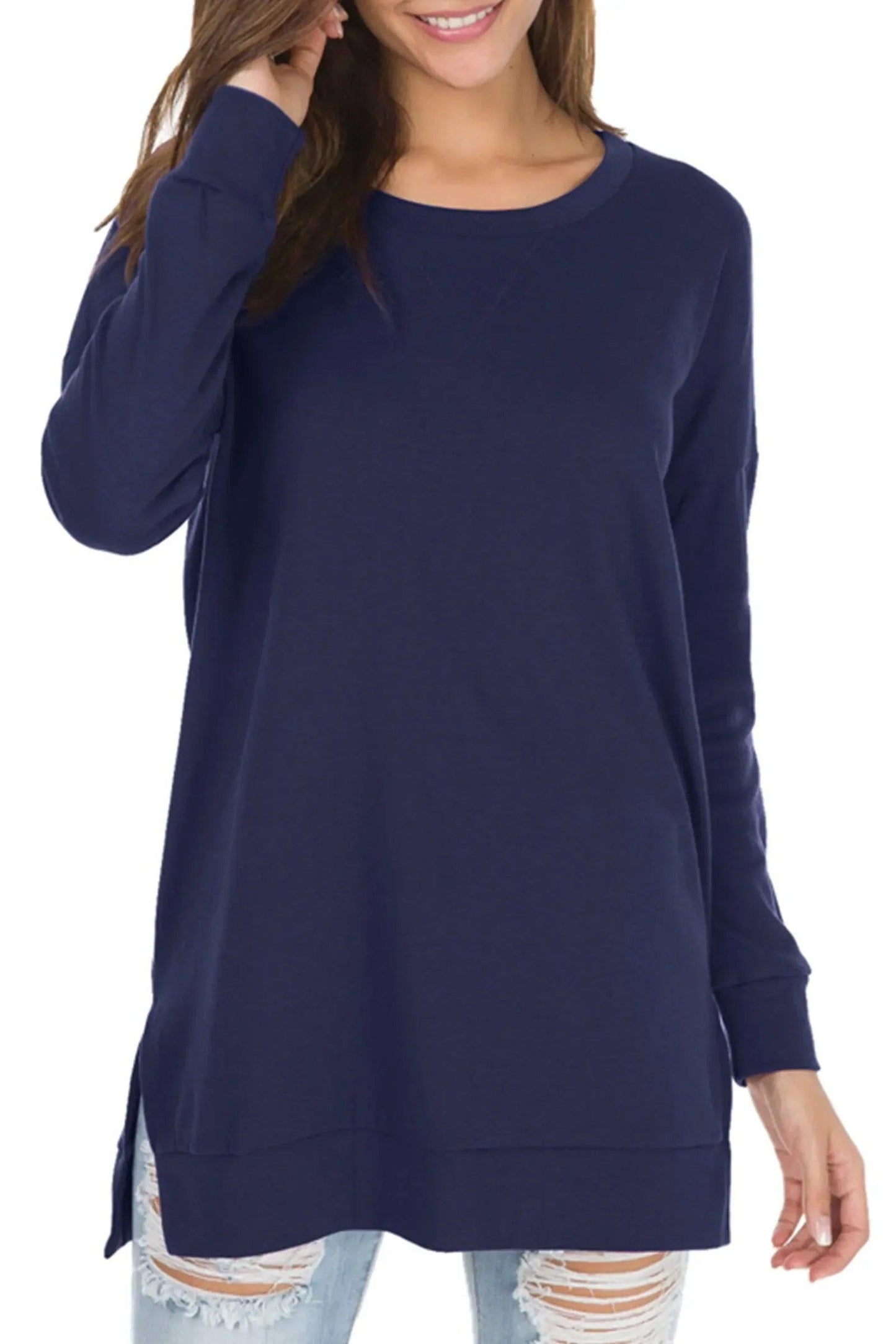 Women's Long Sleeve Side Slit Comfort Top