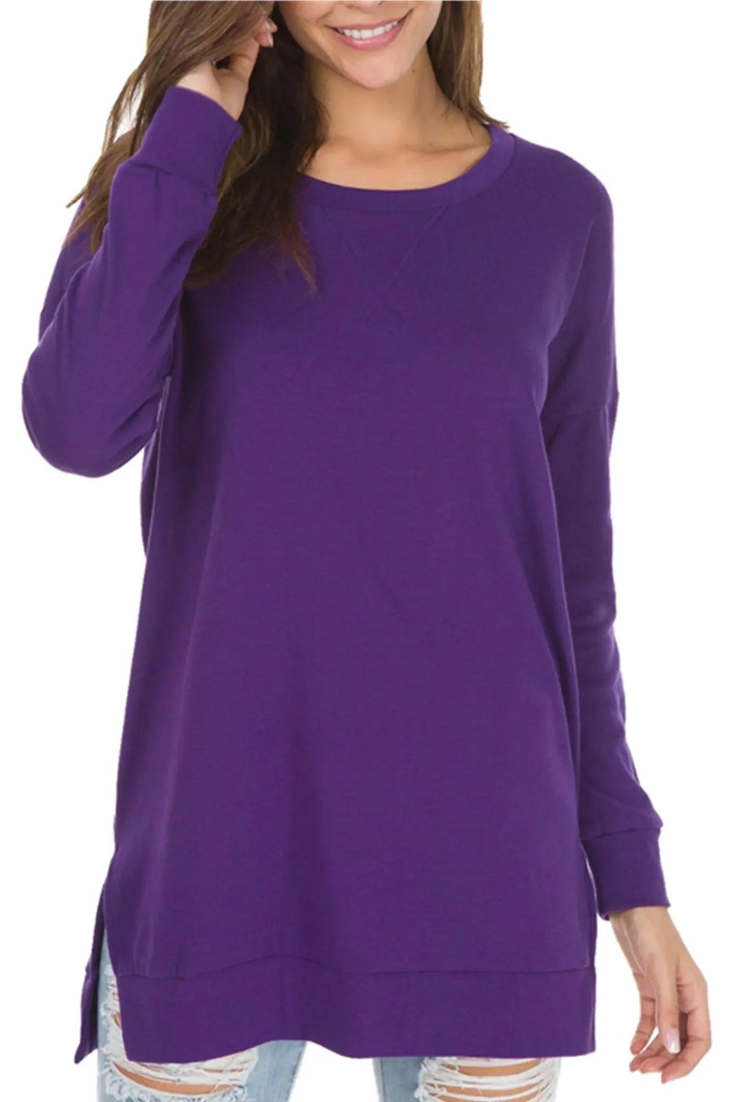 Women's Long Sleeve Side Slit Comfort Top
