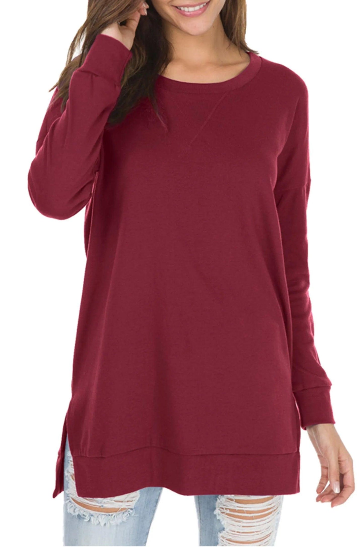 Women's Long Sleeve Side Slit Comfort Top