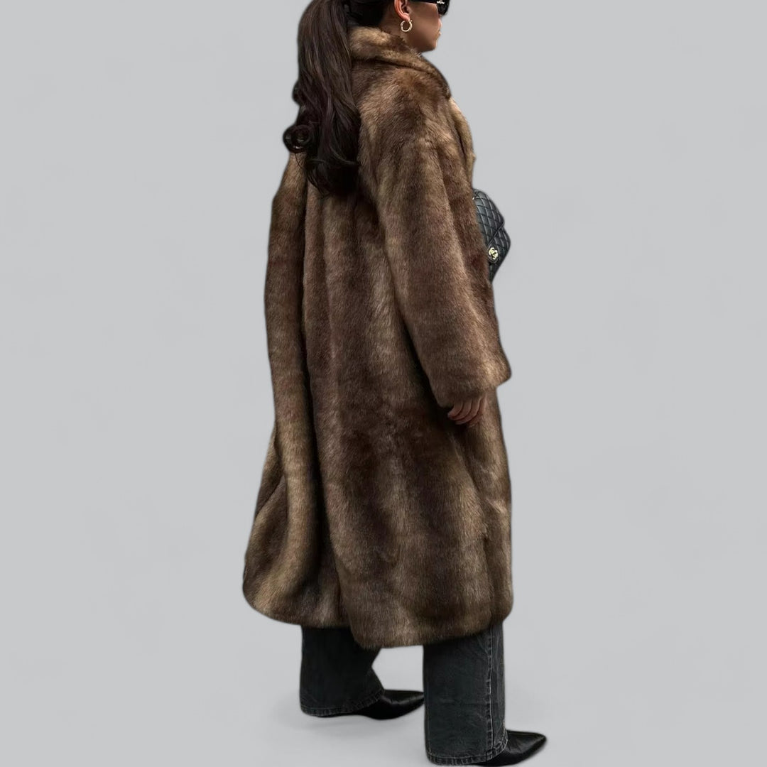 Women's Long Faux Fur Trench Coat