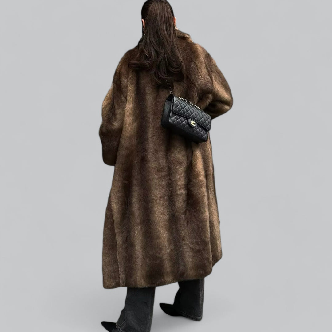 Women's Long Faux Fur Trench Coat