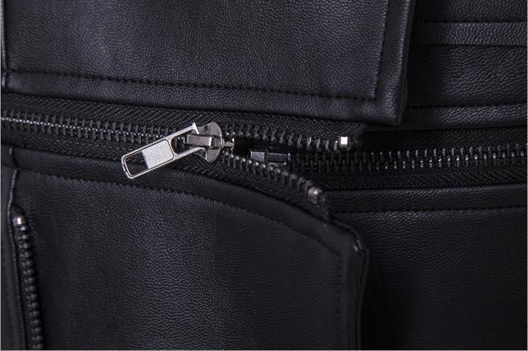 Men's Casual Motorcycle Jacket with Drawstring and Buckle
