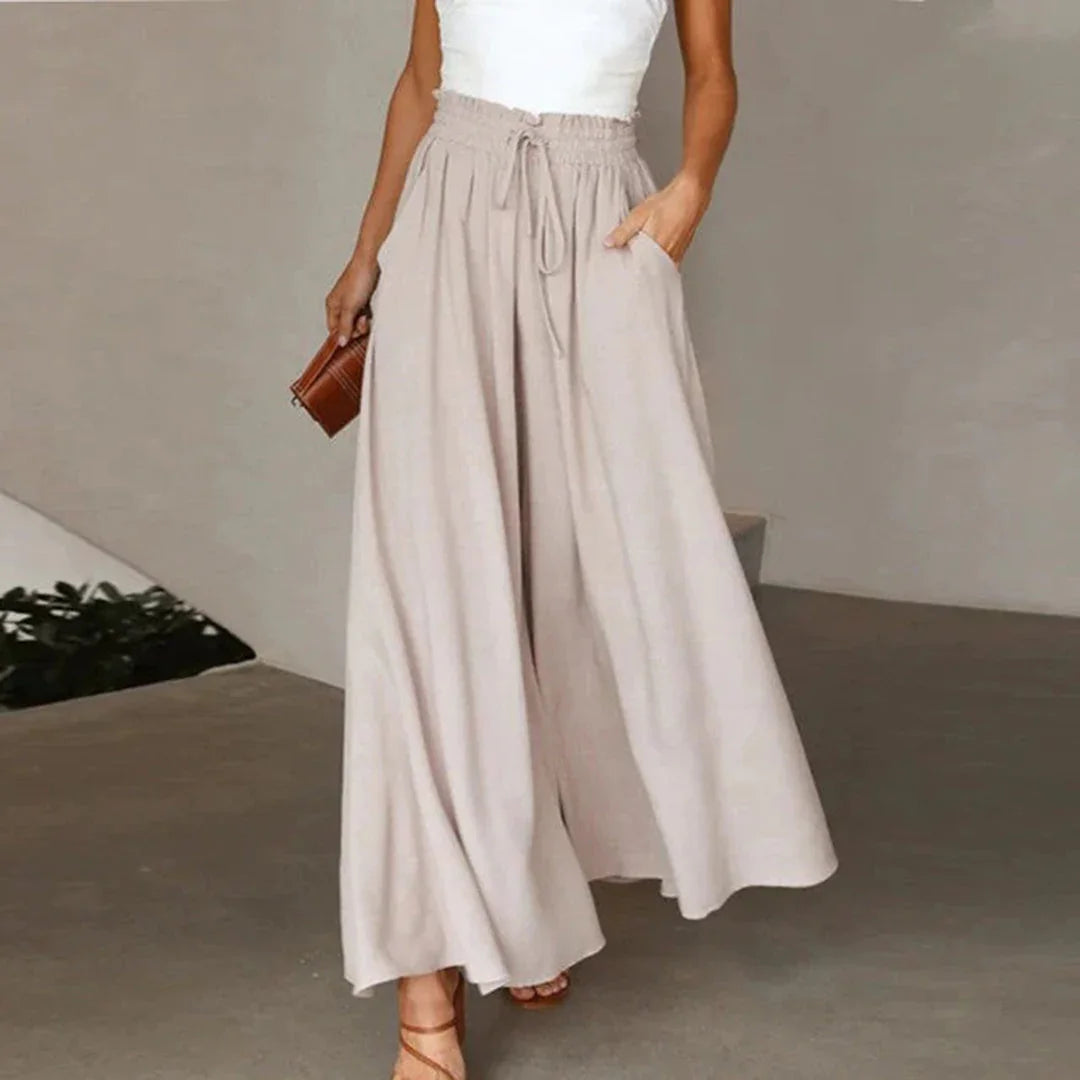 Women's High Waist Maxi Skirt with Pockets - Lightweight Flowing Design
