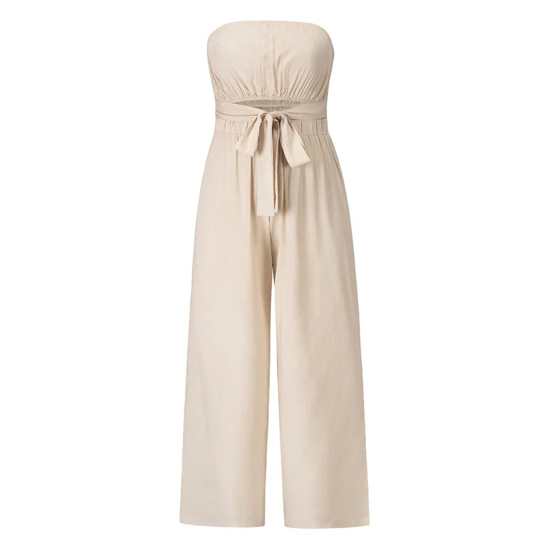 Women's Strapless Jumpsuit with Elastic Waist