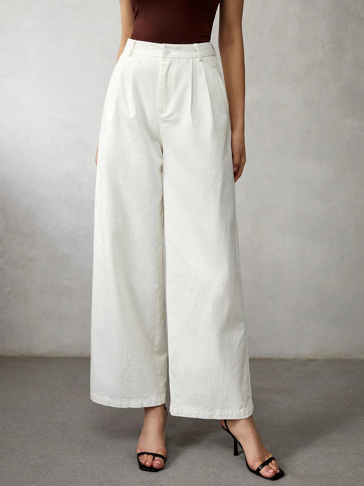 Women's Wide-Leg High-Waisted Jeans Elegant Fit