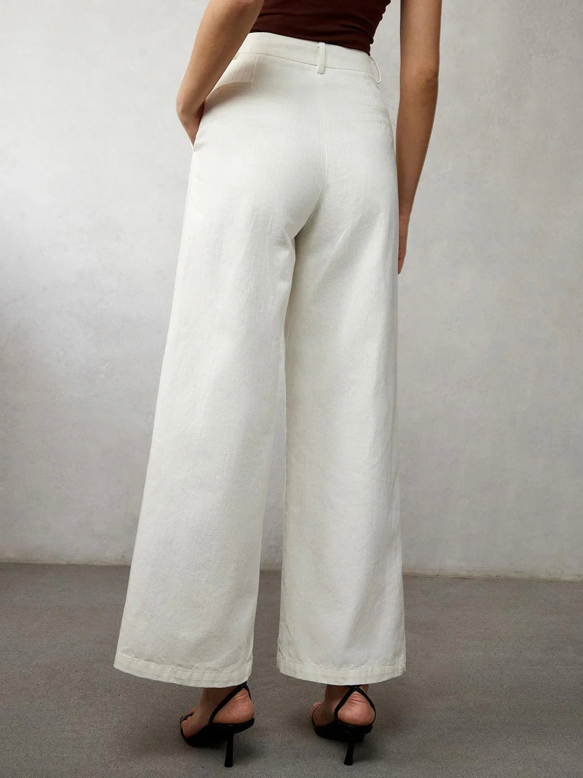 Women's Wide-Leg High-Waisted Jeans Elegant Fit