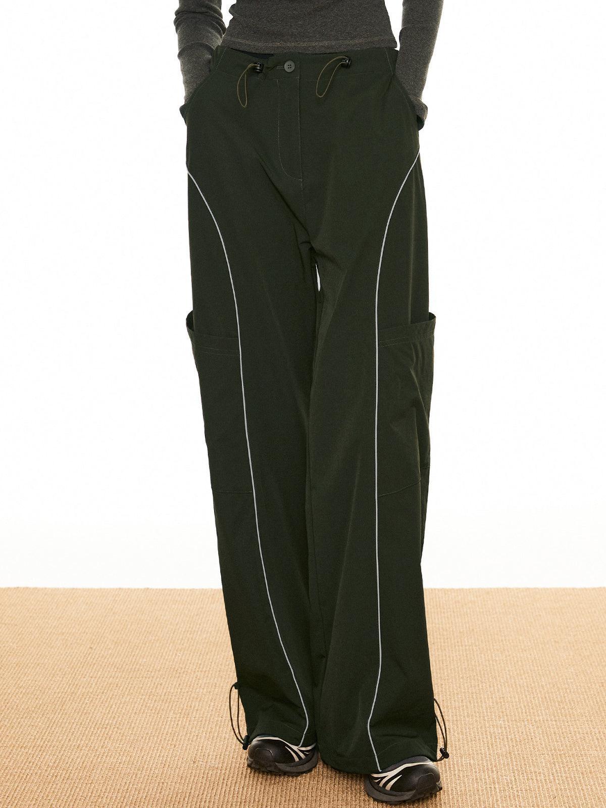 Women's Cargo Trousers Wide Leg Drawstring Utility Style
