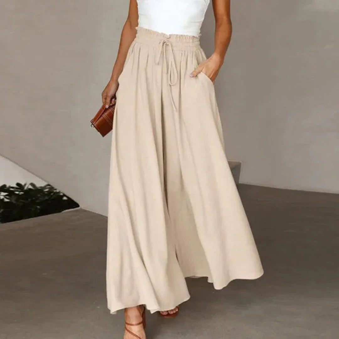 Women's High Waist Maxi Skirt with Pockets - Lightweight Flowing Design