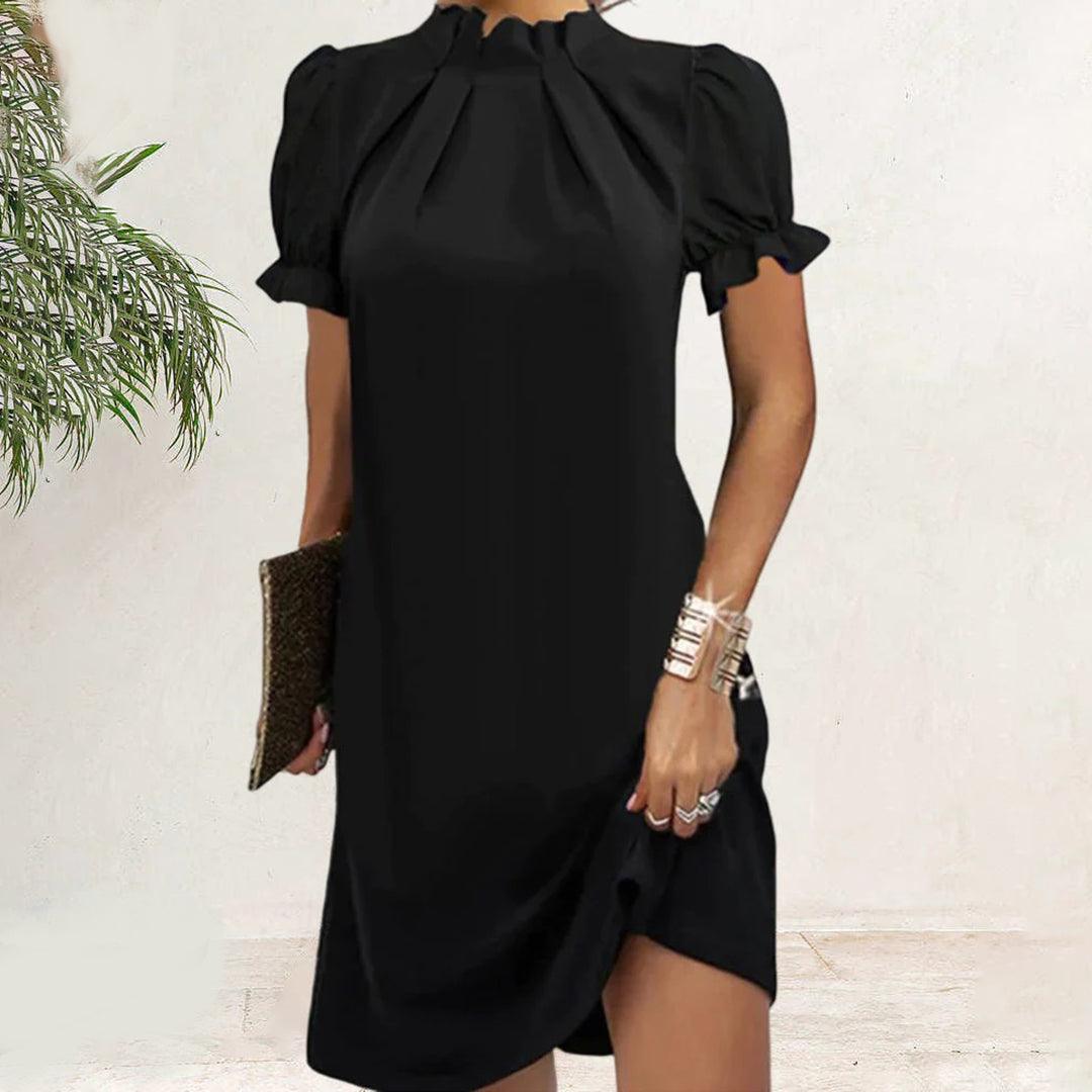 Women's Puff-Sleeve Dress Black Elegant