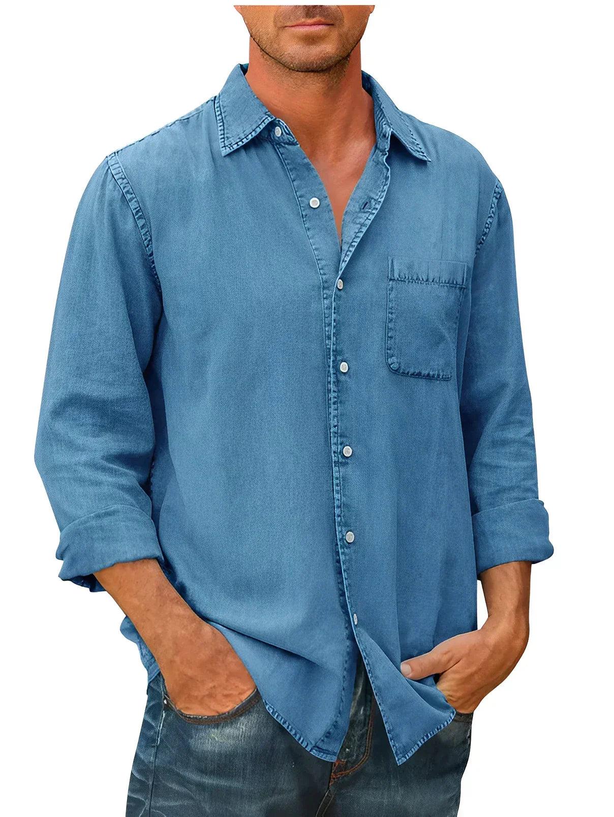 Men's Casual Long-Sleeve Shirt Cotton