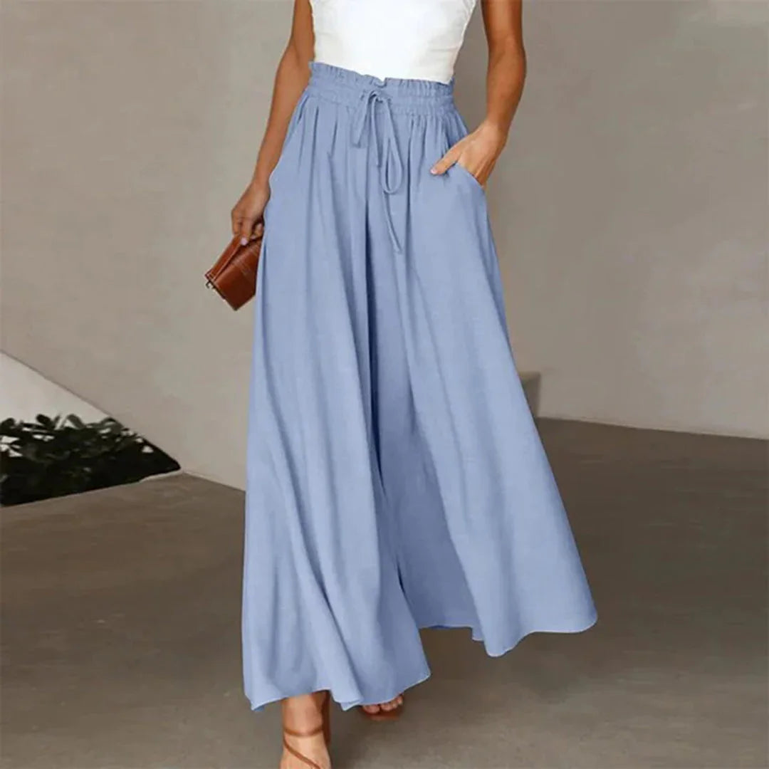 Women's High Waist Maxi Skirt with Pockets - Lightweight Flowing Design