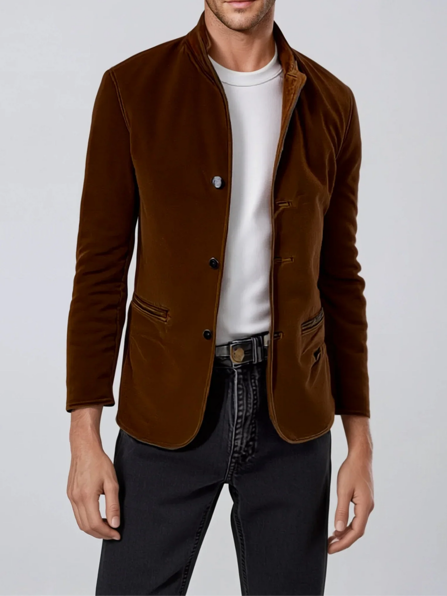 Men's Suede Look Jacket Vintage Style for Autumn Warmth