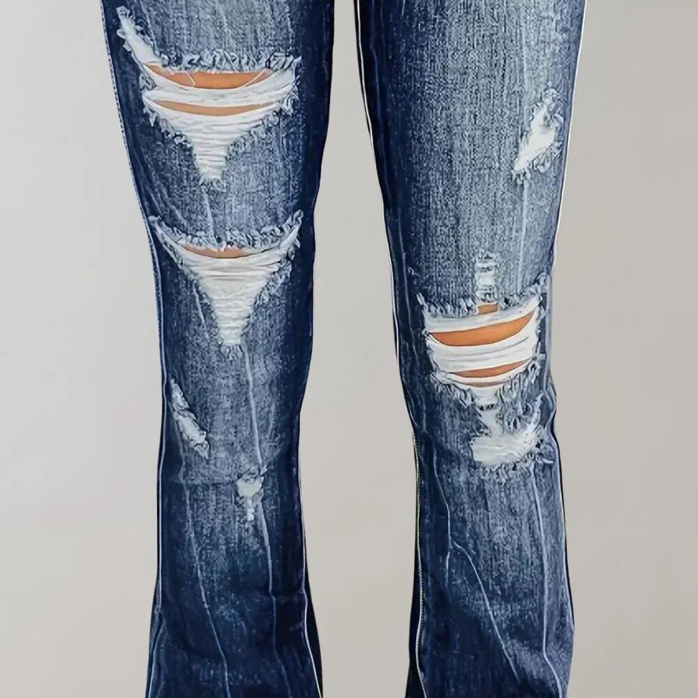 Women's Ripped Flared Jeans
