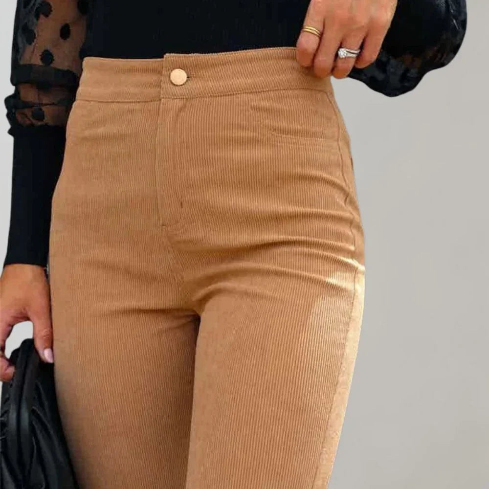 Women's Flared Wide Leg Trousers High-Waisted Elegant Fit