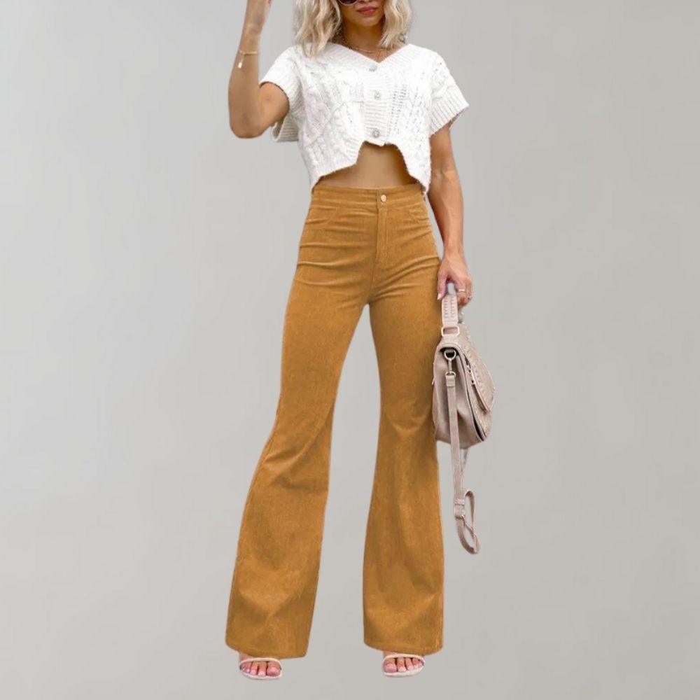 Women's Flared Wide Leg High-Waisted Trousers