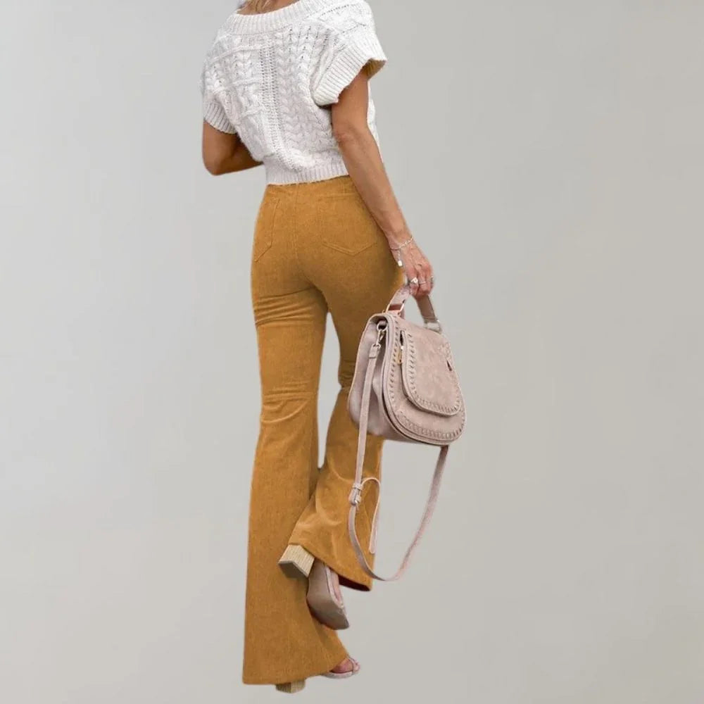 Women's Flared Wide Leg Trousers High-Waisted Elegant Fit