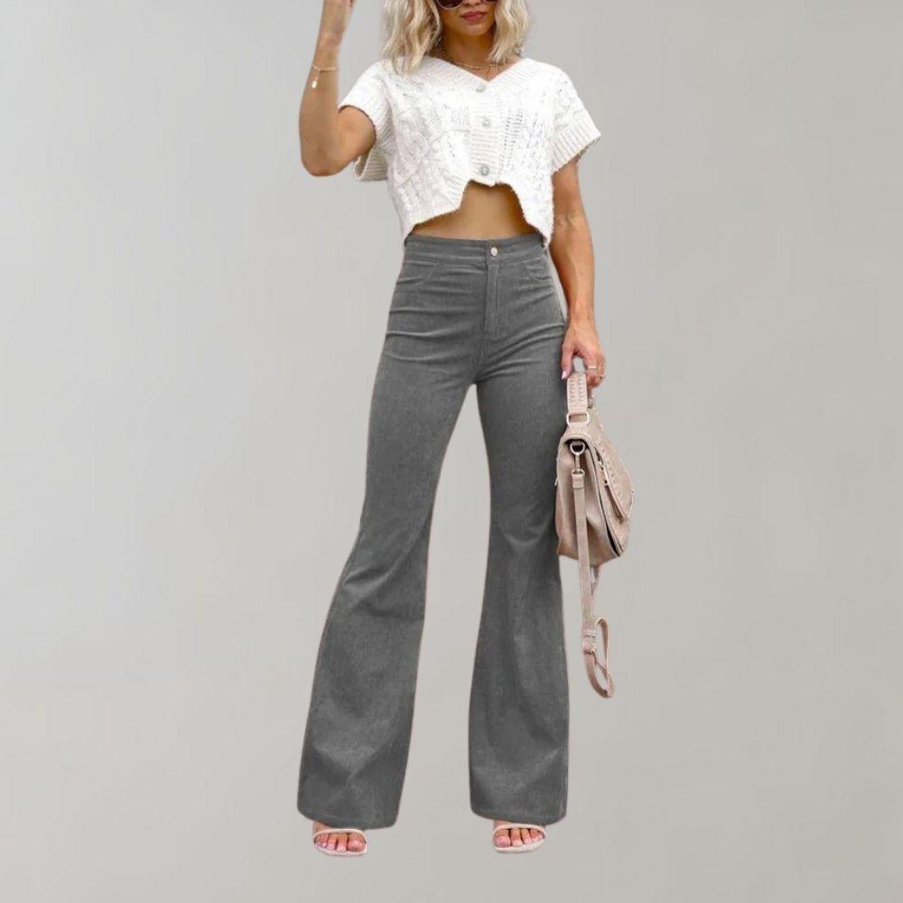 Women's Flared Wide Leg High-Waisted Trousers