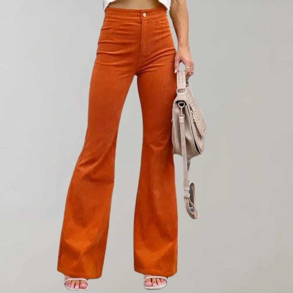 Women's Flared Wide Leg Trousers High-Waisted Elegant Fit