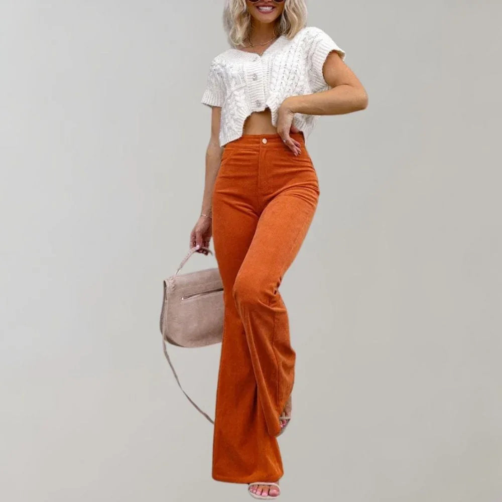 Women's Flared Wide Leg Trousers High-Waisted Elegant Fit
