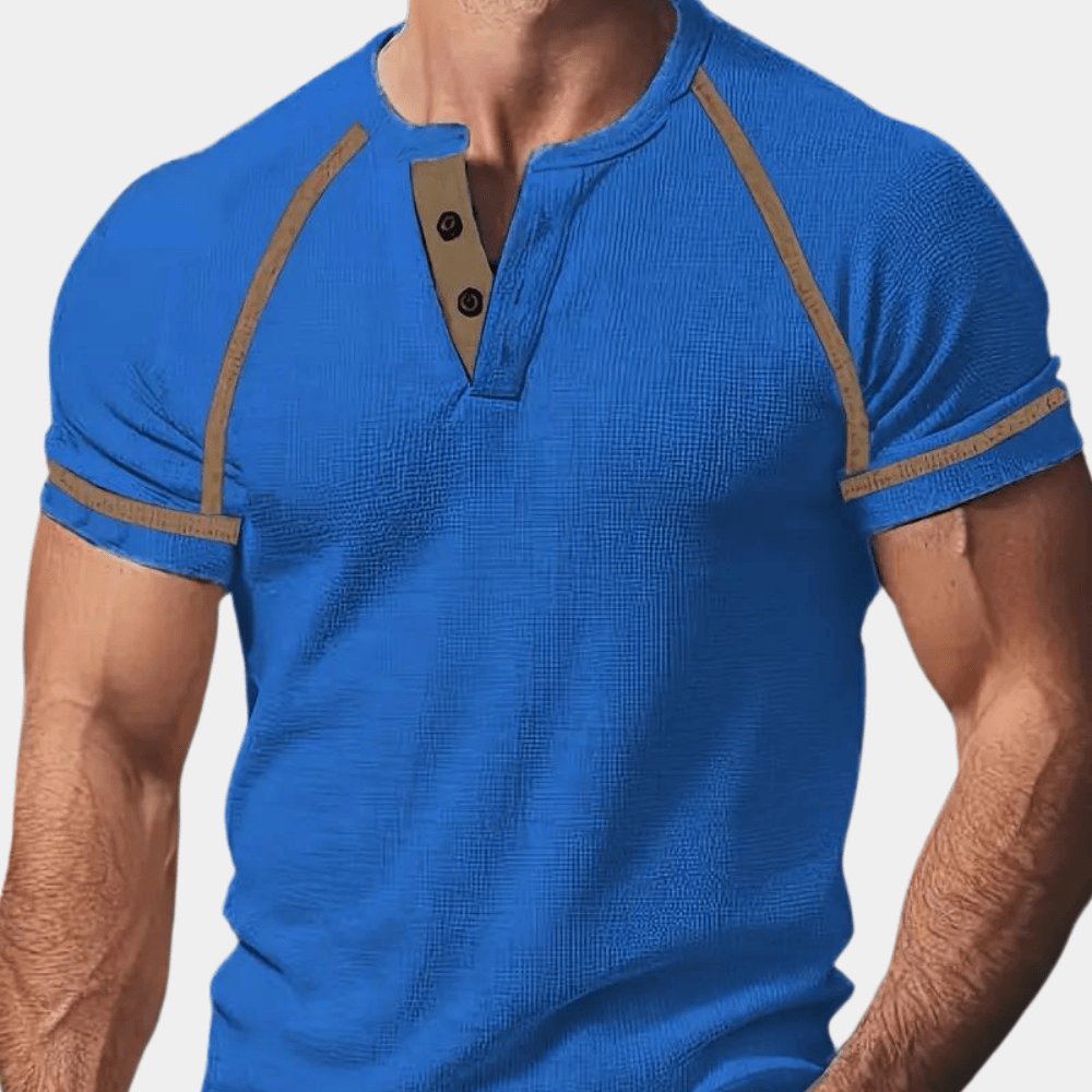 Men's Short Sleeve Henley Shirt Cotton Slim Fit