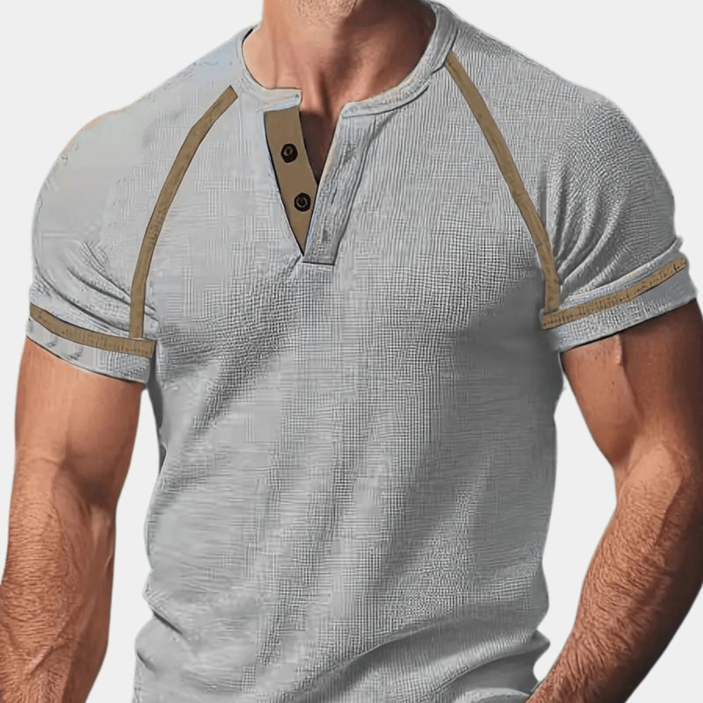 Men's Short Sleeve Henley Shirt Cotton Slim Fit