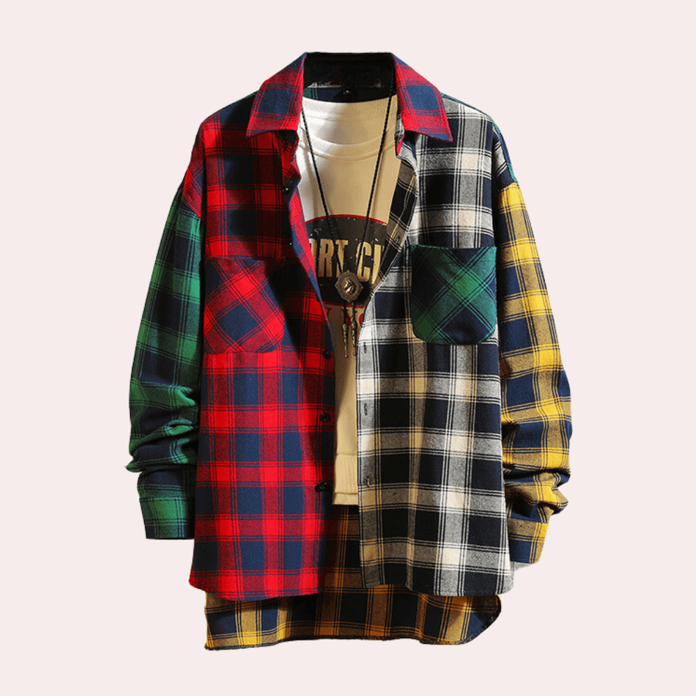 Men's Checkered Shirt Colorful Cotton