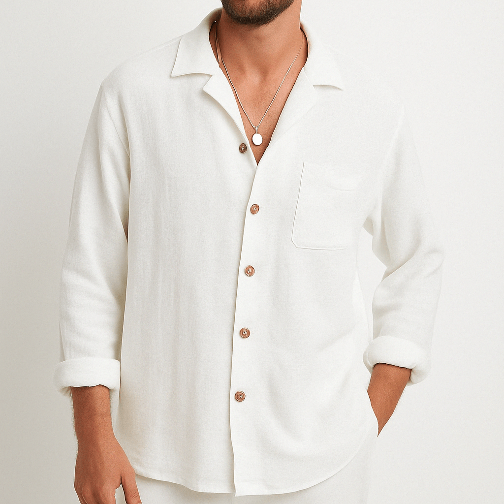 Men’s Casual Long Sleeve Shirt Cotton Linen Blend