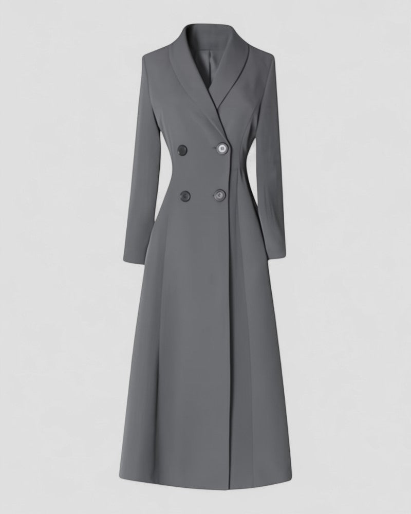 Women's Elegant Long Trench Coat with Buttons