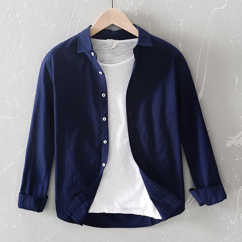 Men's Cotton Button-Up Shirt Relaxed Fit Long Sleeve