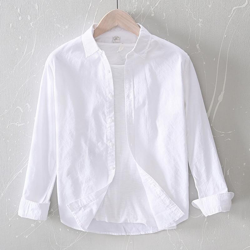 Men's Cotton Button-Up Shirt Relaxed Fit Long Sleeve