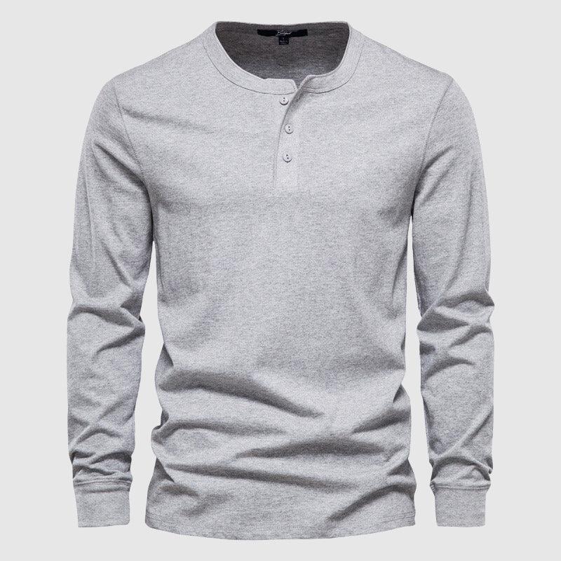 Men's Long Sleeve Henley Shirt Cotton Blend
